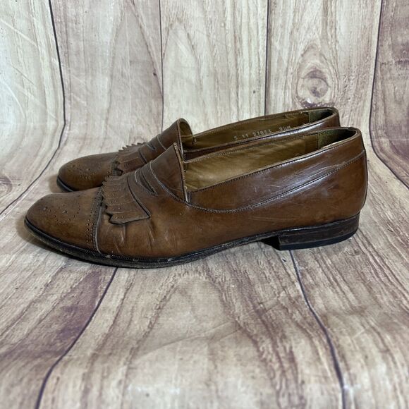 Vintage Mens Bostonian Shoes Loafers Tassel Florentine Dress Brown 9 1/2 M ITALY - Picture 7 of 11